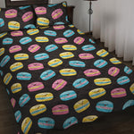 Happy Macarons Pattern Print Quilt Bed Set