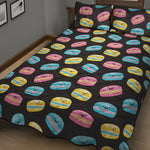 Happy Macarons Pattern Print Quilt Bed Set