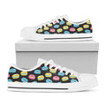 Happy Macarons Pattern Print White Low Top Sneakers