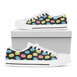 Happy Macarons Pattern Print White Low Top Shoes