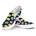 Happy Macarons Pattern Print White Slip On Sneakers