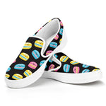 Happy Macarons Pattern Print White Slip On Shoes
