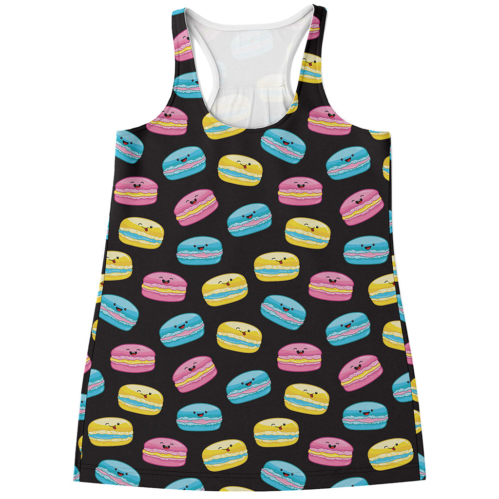 Happy Macarons Pattern Print Women's Racerback Tank Top