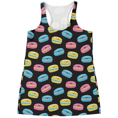 Happy Macarons Pattern Print Women's Racerback Tank Top