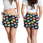 Happy Macarons Pattern Print Women's Shorts