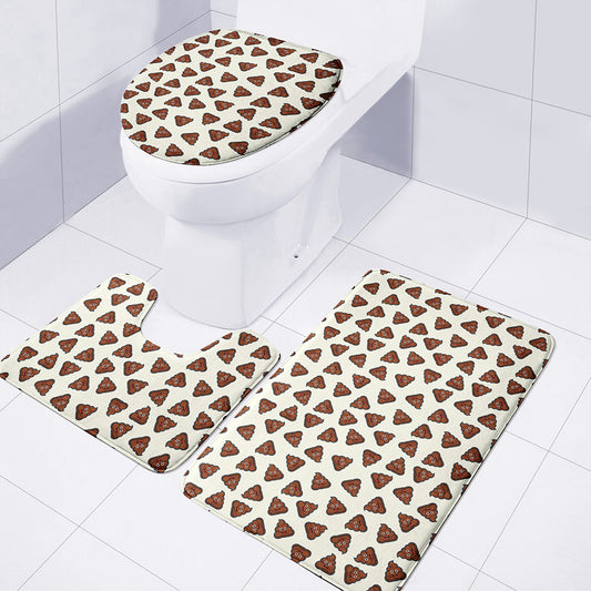 Happy Poop Pattern Print 3 Piece Bath Mat Set