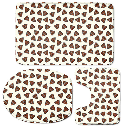 Happy Poop Pattern Print 3 Piece Bath Mat Set