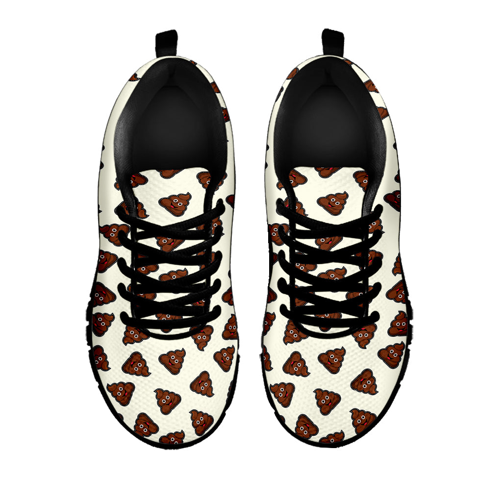 Happy Poop Pattern Print Black Sneakers