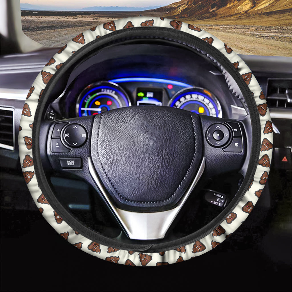 Happy Poop Pattern Print Car Steering Wheel Cover