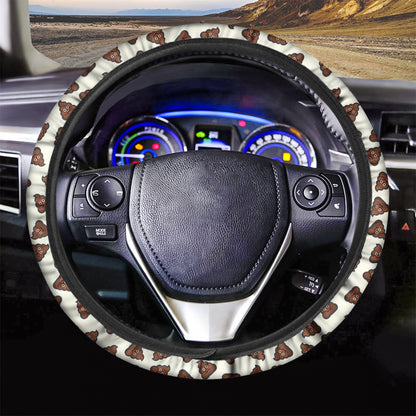 Happy Poop Pattern Print Car Steering Wheel Cover