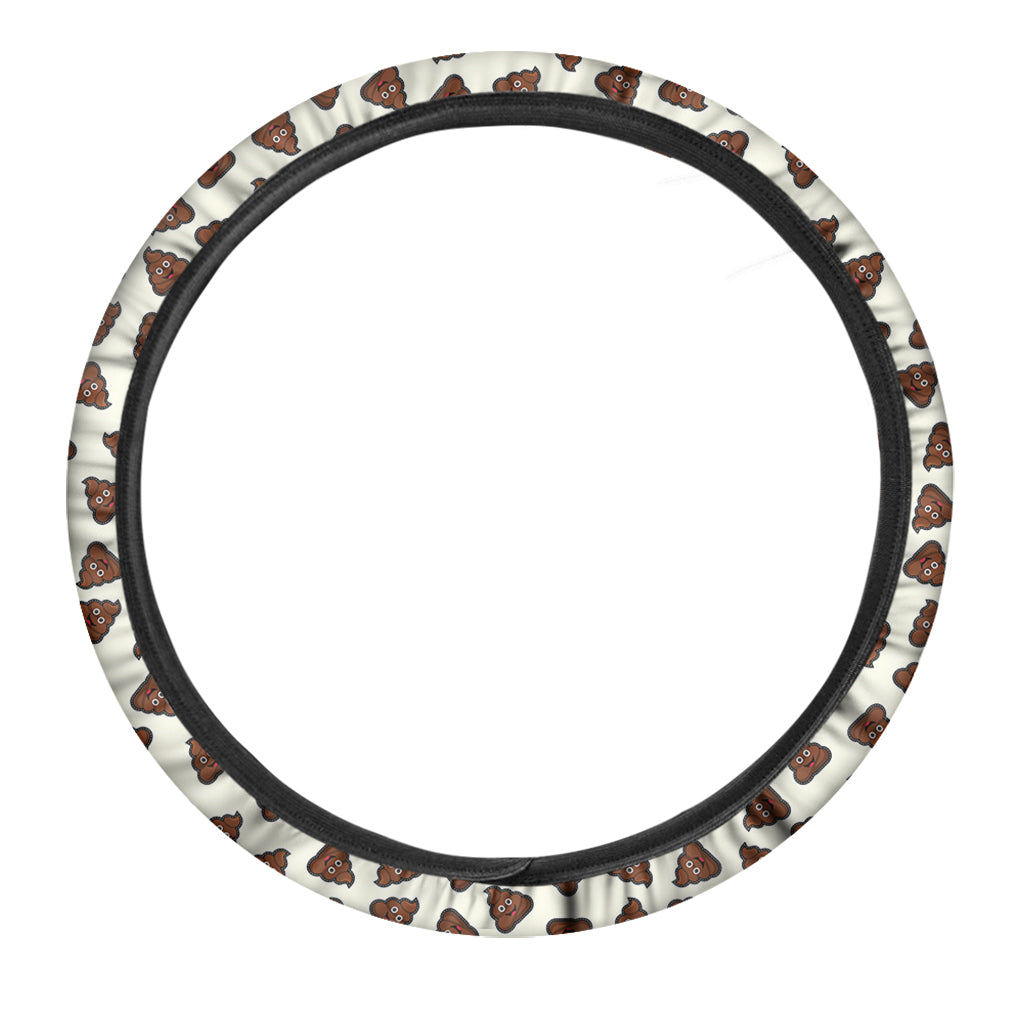 Happy Poop Pattern Print Car Steering Wheel Cover