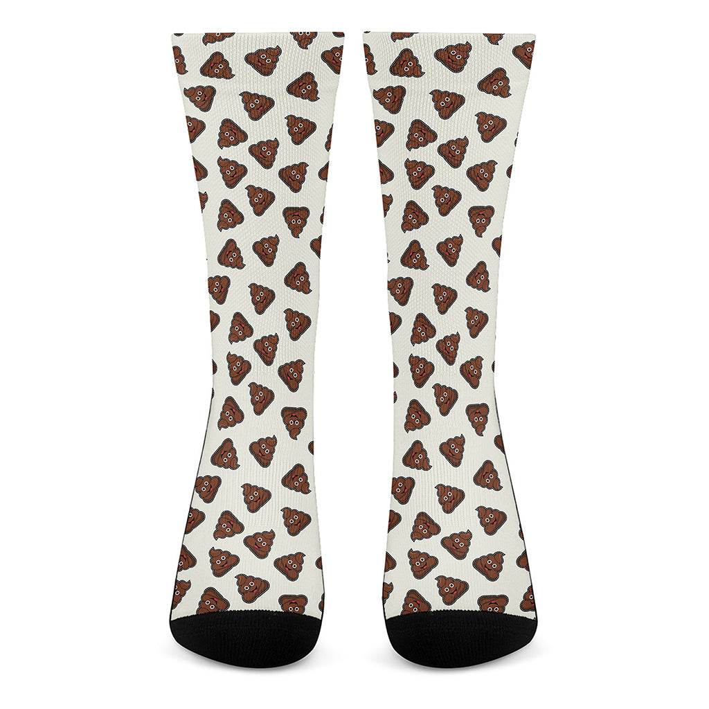 Happy Poop Pattern Print Crew Socks