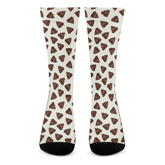 Happy Poop Pattern Print Crew Socks