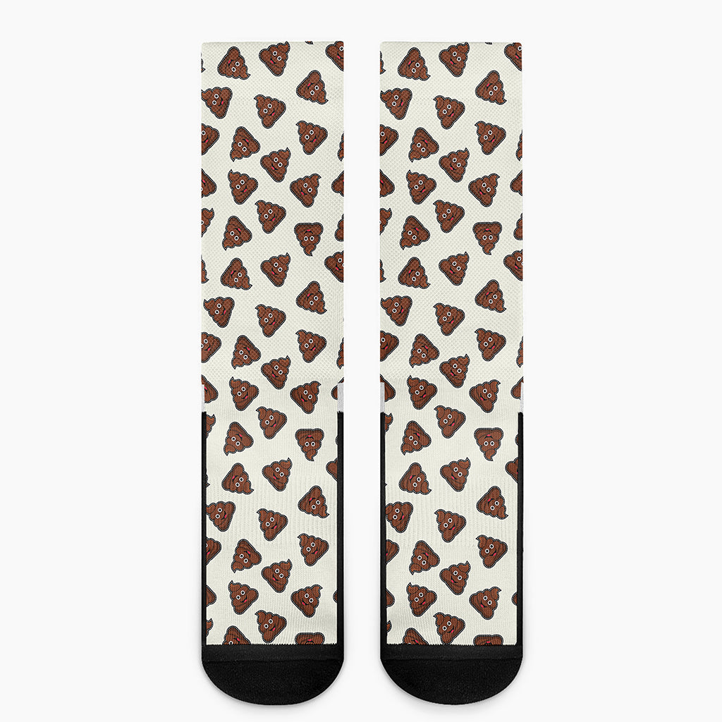 Happy Poop Pattern Print Crew Socks