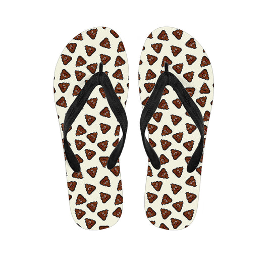 Happy Poop Pattern Print Flip Flops