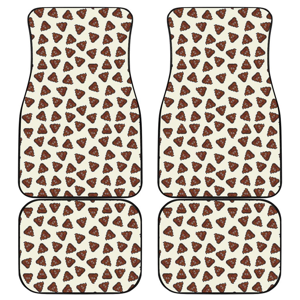 Happy Poop Pattern Print Front and Back Car Floor Mats