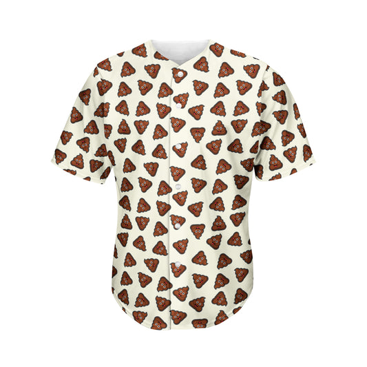 Happy Poop Pattern Print Men's Baseball Jersey