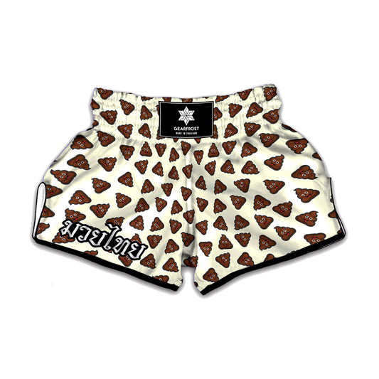 Happy Poop Pattern Print Muay Thai Boxing Shorts