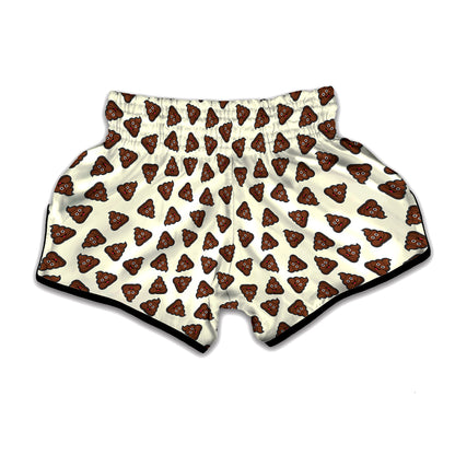 Happy Poop Pattern Print Muay Thai Boxing Shorts