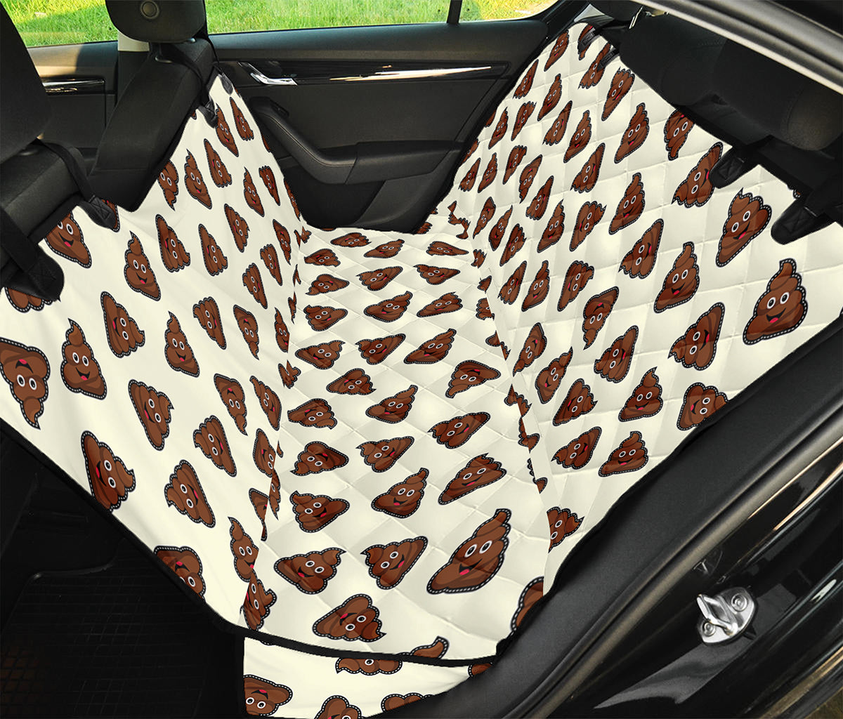 Happy Poop Pattern Print Pet Car Back Seat Cover