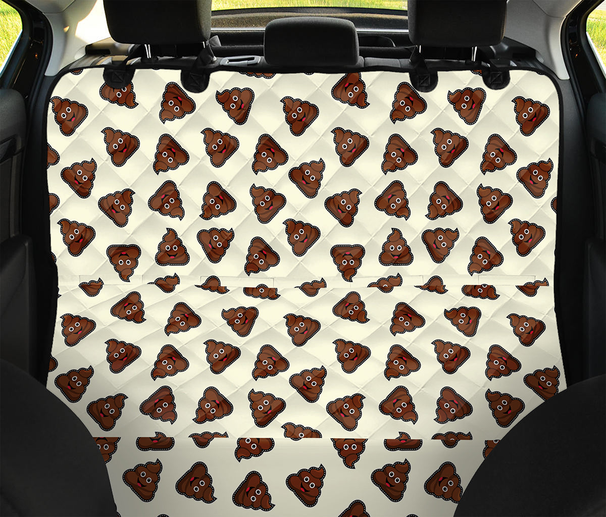 Happy Poop Pattern Print Pet Car Back Seat Cover