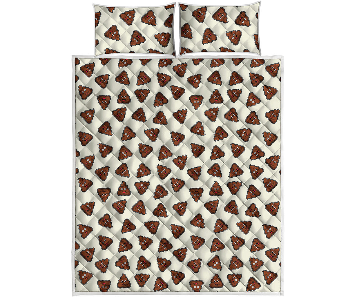 Happy Poop Pattern Print Quilt Bed Set