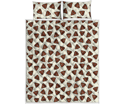 Happy Poop Pattern Print Quilt Bed Set
