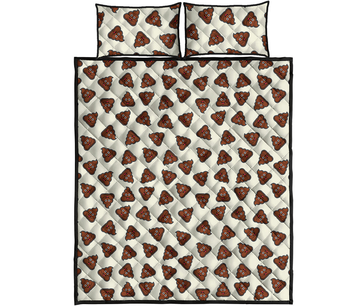 Happy Poop Pattern Print Quilt Bed Set