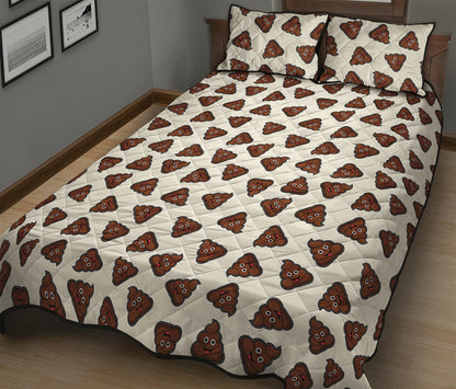 Happy Poop Pattern Print Quilt Bed Set
