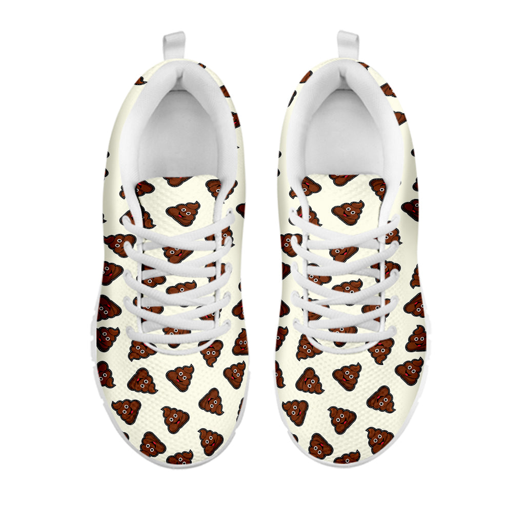 Happy Poop Pattern Print White Sneakers