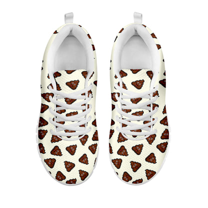 Happy Poop Pattern Print White Sneakers