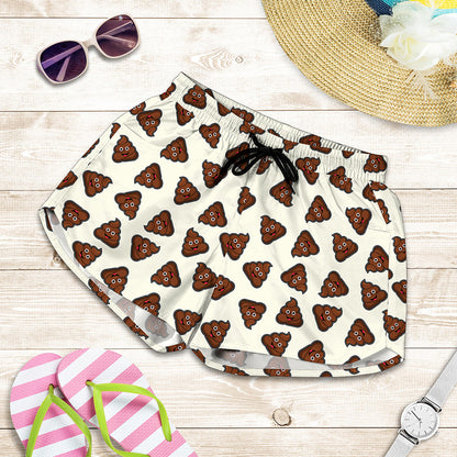 Happy Poop Pattern Print Women's Shorts