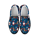 Happy Santa Claus Pattern Print Black Slip On Shoes