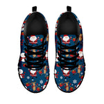 Happy Santa Claus Pattern Print Black Sneakers