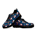 Happy Santa Claus Pattern Print Black Sneakers