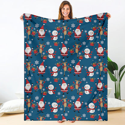 Happy Santa Claus Pattern Print Blanket