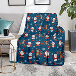 Happy Santa Claus Pattern Print Blanket
