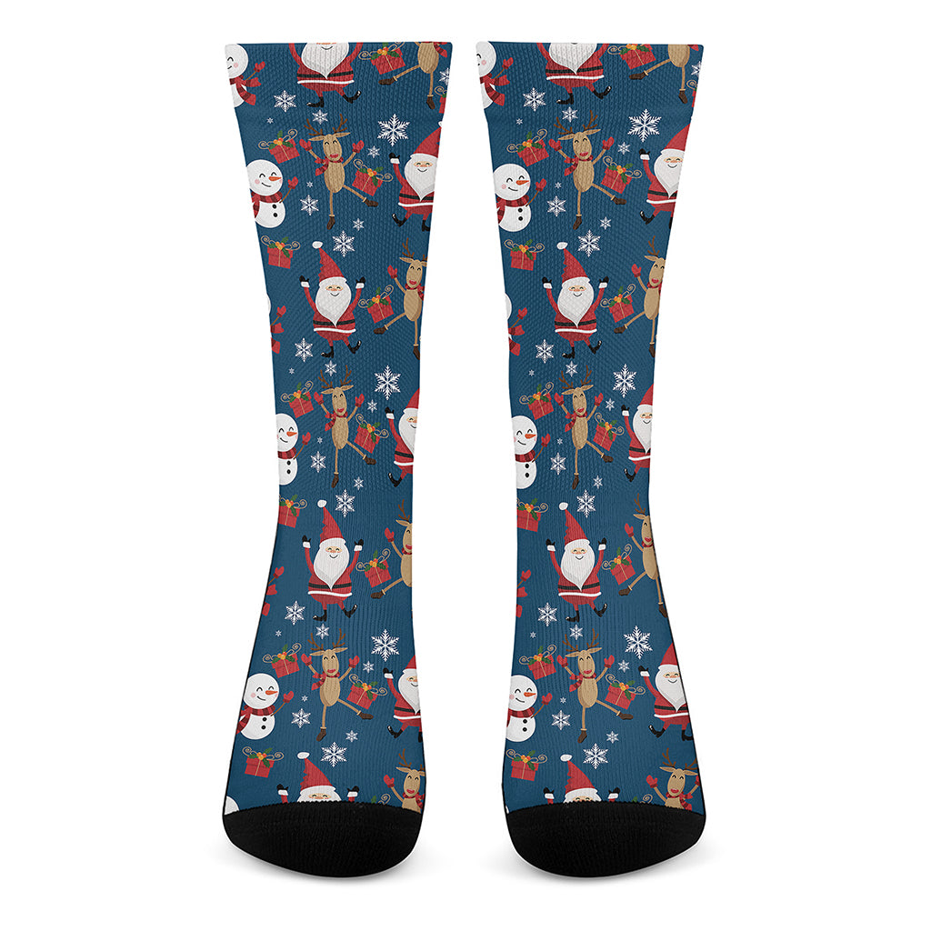Happy Santa Claus Pattern Print Crew Socks