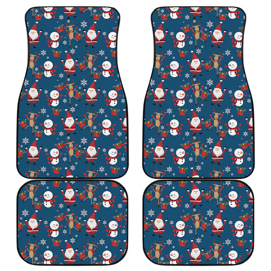 Happy Santa Claus Pattern Print Front and Back Car Floor Mats