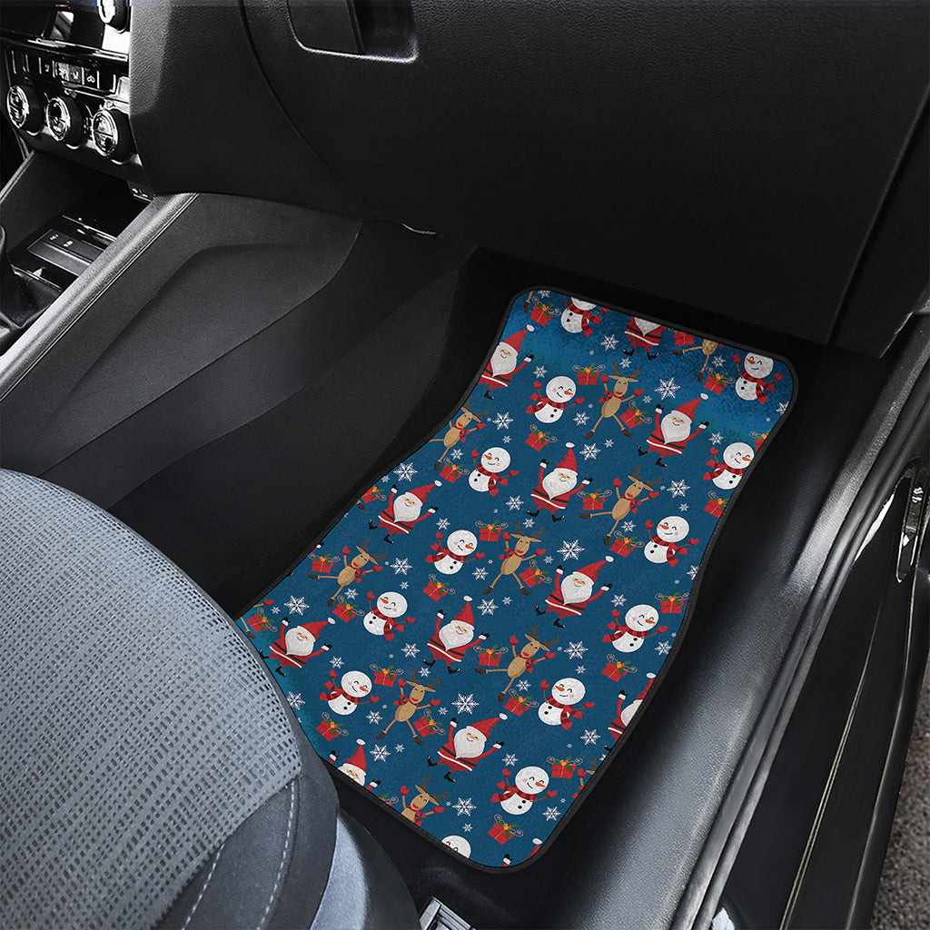 Happy Santa Claus Pattern Print Front and Back Car Floor Mats