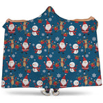 Happy Santa Claus Pattern Print Hooded Blanket