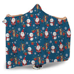 Happy Santa Claus Pattern Print Hooded Blanket