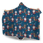 Happy Santa Claus Pattern Print Hooded Blanket