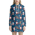 Happy Santa Claus Pattern Print Pullover Hoodie Dress