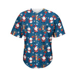 Happy Santa Claus Pattern Print Men's Baseball Jersey
