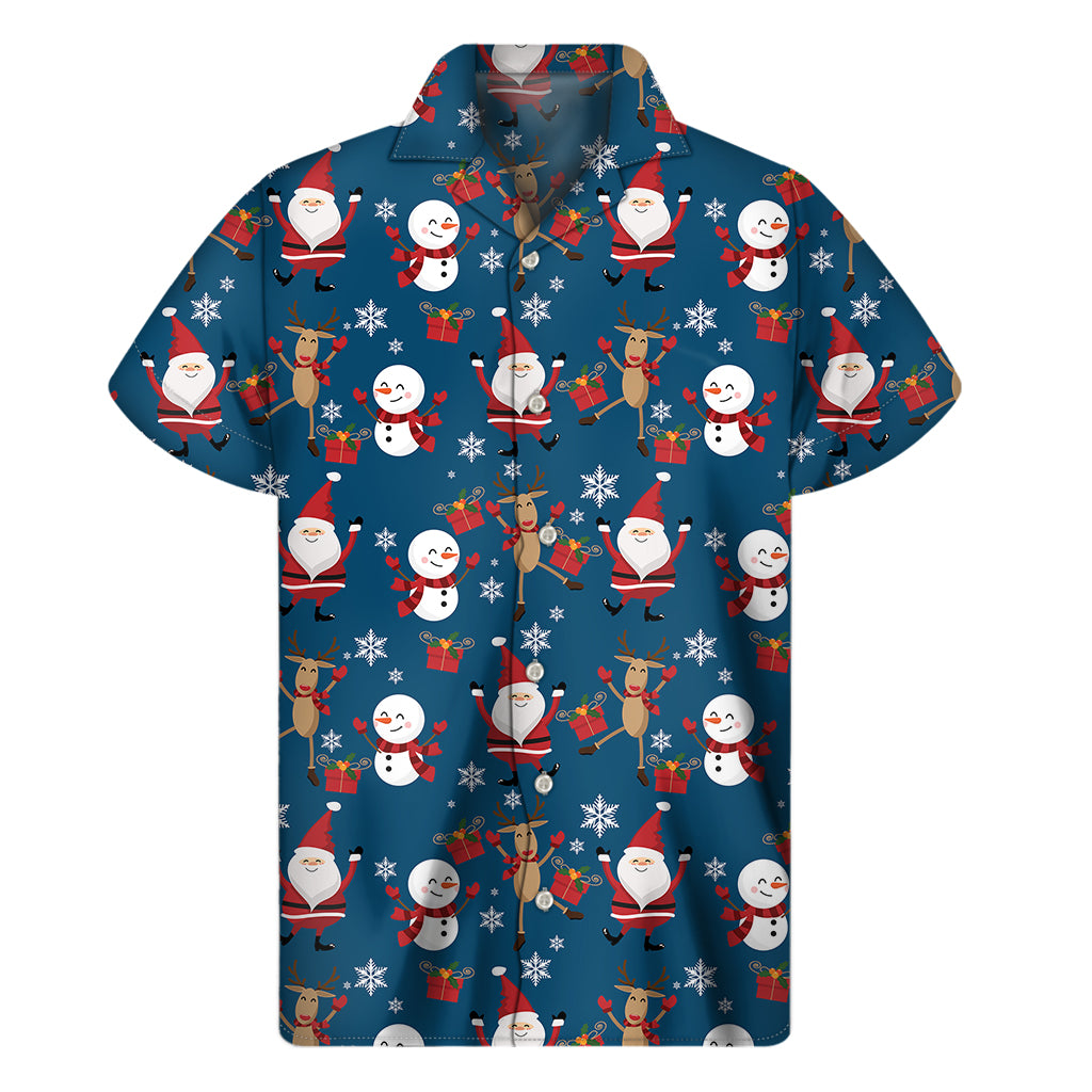 Happy Santa Claus Pattern Print Men's Short Sleeve Shirt