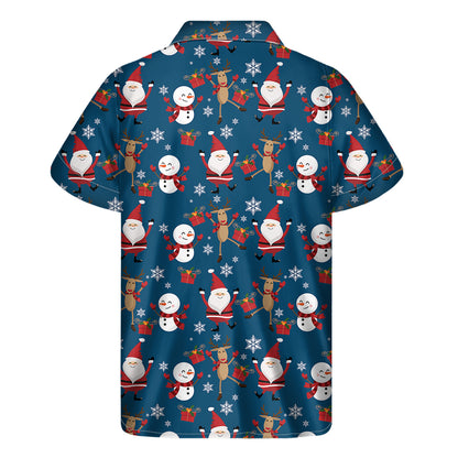 Happy Santa Claus Pattern Print Men's Short Sleeve Shirt