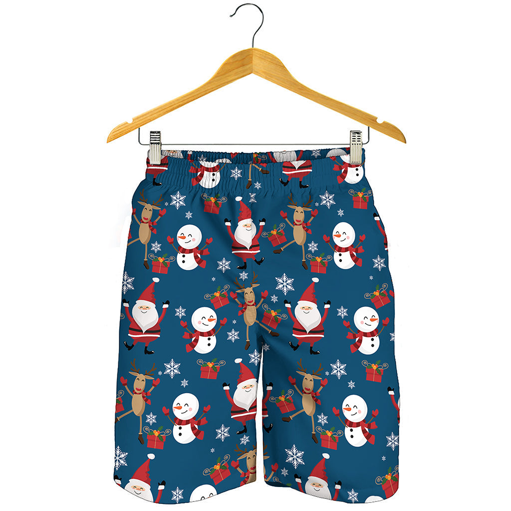 Happy Santa Claus Pattern Print Men's Shorts