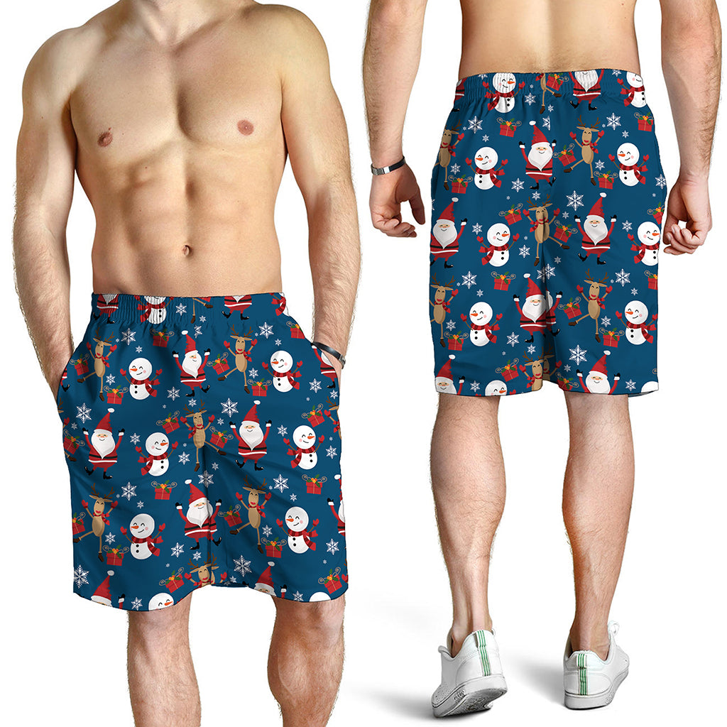 Happy Santa Claus Pattern Print Men's Shorts