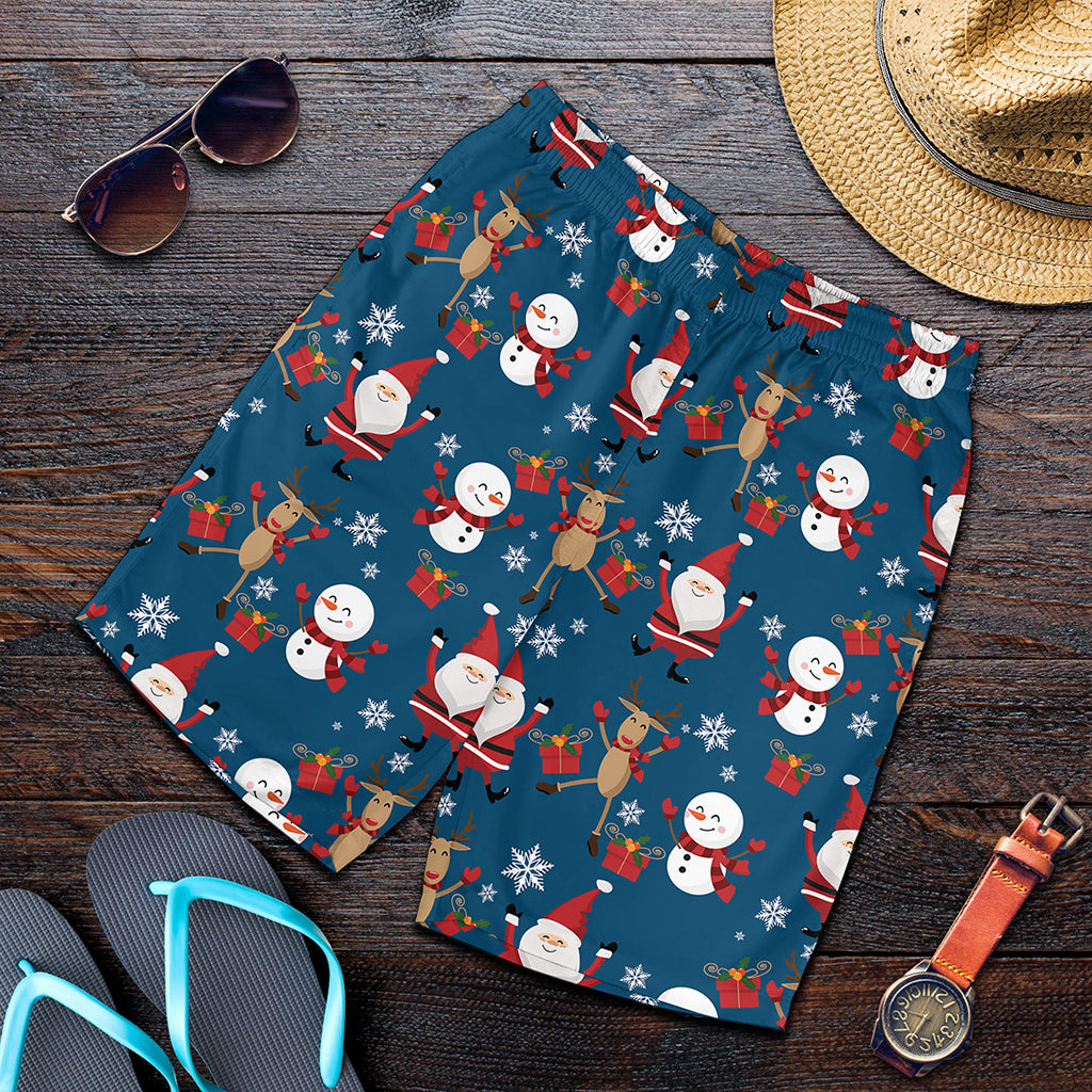 Happy Santa Claus Pattern Print Men's Shorts